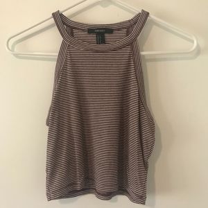 Maroon and white striped Crop